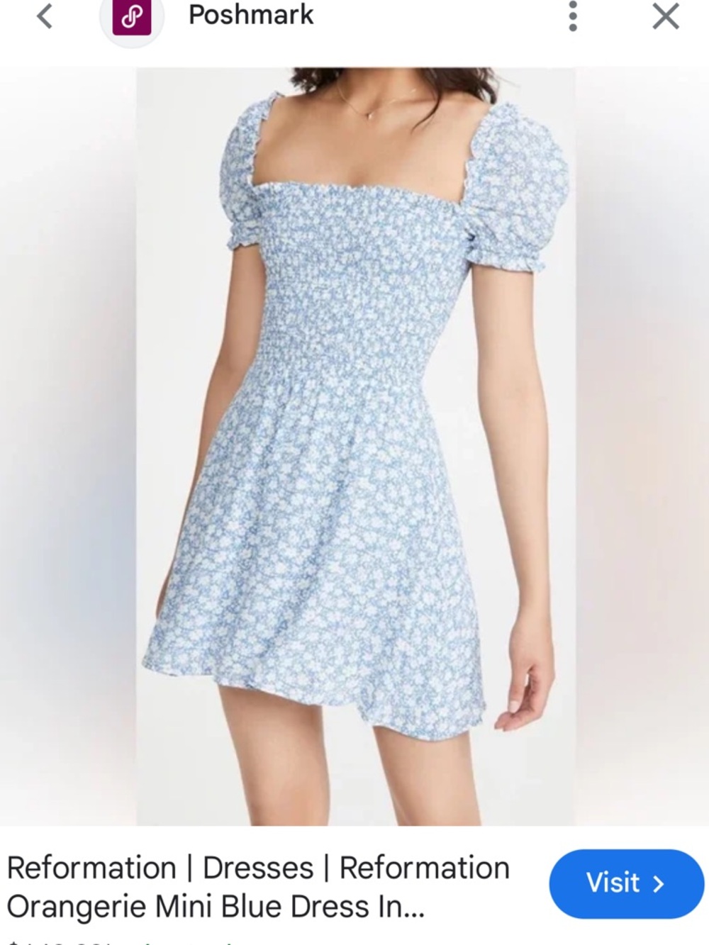 Reformation Orangerie Blue Floral Mini Dress